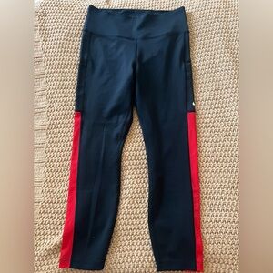 Nike Dri-FIT Leggings Black with Red Mesh Side